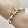 Pulsera Elegante 03.341.0256.07 Oro Laminado, Diseño de Estrella y Caballo de Mar, Diseño de Estrella, con Perla Marfil, Pulido, Dorado