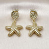 Arete Dormilona 02.156.0715 Oro Laminado, Diseño de Estrella y Espiral, Diseño de Estrella, Pulido, Dorado