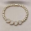 Pulsera Elegante 03.283.0487.07 Oro Laminado, Diseño de Corazon, con Zirconia Cubica Blanca, Pulido, Dorado