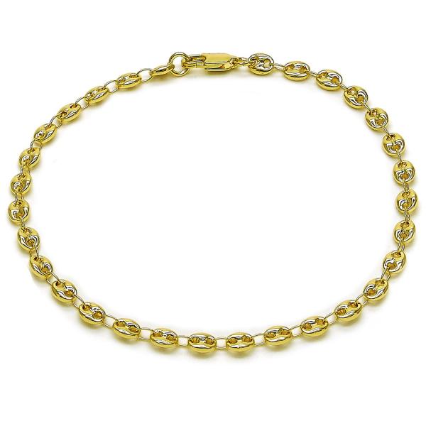 Tobillera Elegante 04.326.0006.10 Oro Laminado, Diseño de Puff Mariner, Pulido, Dorado