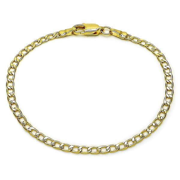Pulsera Básica 5.222.007.07 Oro Laminado, Diseño de Cubana, Diamantado, Dorado
