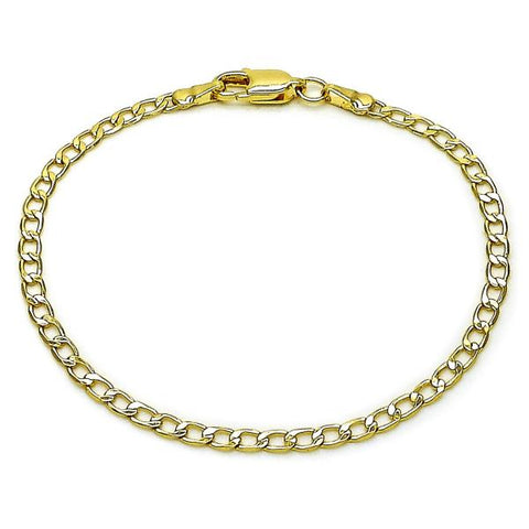 Pulsera Básica 5.222.007.07 Oro Laminado, Diseño de Cubana, Diamantado, Dorado