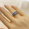 Anillo Multi Piedra 01.346.0020.4.09 Oro Laminado, con Zirconia Cubica Zafiro Azul, Pulido, Dorado