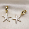 Arete Colgante 02.341.0250 Oro Laminado, Diseño de Estrella, Esmaltado Blanco, Dorado