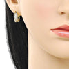 Argolla Huggie 02.283.0285.15 Oro Laminado, con Micro Pave Blanca, Pulido, Dorado