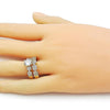 Anillo de Boda 01.284.0090 Oro Laminado, Diseño de Cluster, con Zirconia Cubica Blanca y Micro PaveBlanca, Pulido, Dorado