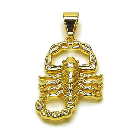 Dije Religioso 05.120.0096 Oro Laminado, Diseño de Escorpion, Pulido, Dorado