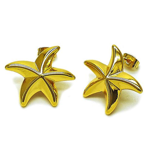 Arete Dormilona 02.282.0049 Oro Laminado, Diseño de Estrella y Hueco, Diseño de Estrella, Pulido, Dorado