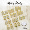 Kit Surtido de 33 Aretes de Botón para Hombre con Micro Pavé de Oro Laminado al por mayor — SKU 139477