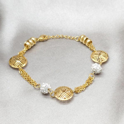 Pulsera Elegante 03.63.22110.08 Acero Inoxidable, Diseño de Bola, con Cristal Blanca, Pulido, Dorado