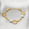 Pulsera Elegante 03.63.22110.08 Acero Inoxidable, Diseño de Bola, con Cristal Blanca, Pulido, Dorado