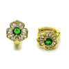 Argolla Huggie 02.196.0244.15 Oro Laminado, Diseño de Flor y Baguette, Diseño de Flor, con Zirconia Cubica Verde y Blanca, Pulido, Dorado