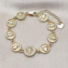 Pulsera Elegante 03.253.0050.1.07 Oro Laminado, Diseño de Guadalupe, con Zirconia Cubica Blanca, Pulido, Dorado
