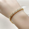 Pulsera Elegante 03.283.0506.07 Oro Laminado, Diseño de Llave Griega, con Zirconia Cubica Blanca, Pulido, Dorado