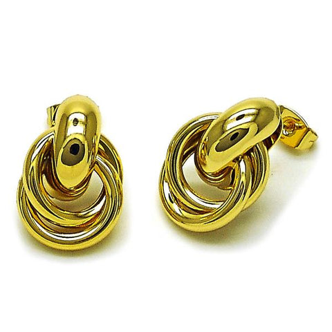 Arete Dormilona 02.282.0042 Oro Laminado, Diseño de Hueco y Nudo, Diseño de Hueco, Pulido, Dorado