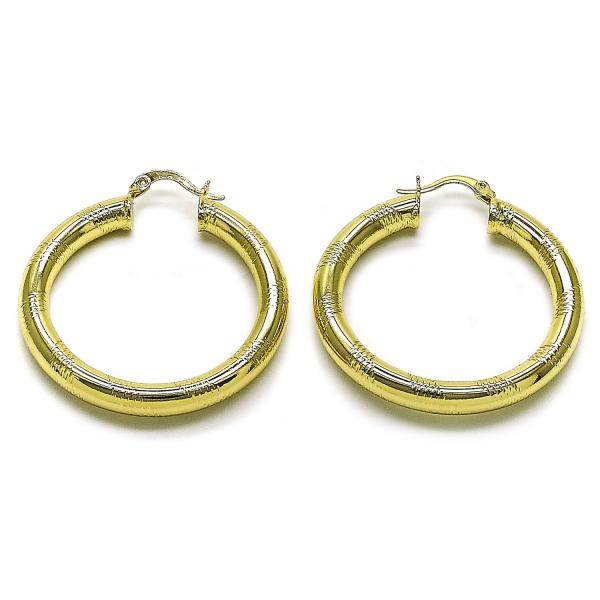 Argolla Mediana 02.170.0309.40 Oro Laminado, Diseño de Hueco, Diamantado, Dorado