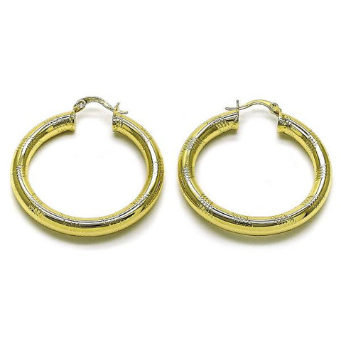 Argolla Mediana 02.170.0309.40 Oro Laminado, Diseño de Hueco, Diamantado, Dorado