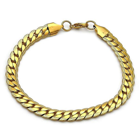Pulsera Básica 03.278.0015.1.09 Acero Inoxidable, Diseño de Cubana, Pulido, Dorado