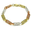 Pulsera Elegante 03.411.0077.08 Oro Laminado, Diseño de San Judas, Pulido, Tricolor
