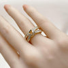 Anillo Multi Piedra 01.266.0055 Oro Laminado, Diseño de Corazon y Baguette, Diseño de Corazon, con Zirconia Cubica Blanca, Pulido, Dorado