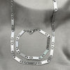 Collar y Pulso 04.113.0042.24 Acero Inoxidable, Diseño de Llave Griega, Diamantado, Acero