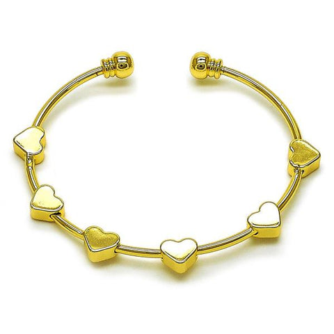 Aro Individual 07.170.0050 Oro Laminado, Diseño de Corazon, Pulido, Dorado
