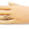 Anillo Multi Piedra 01.283.0050 Oro Laminado, Diseño de Gota, con Micro Pave Blanca, Pulido, Dorado