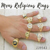 Kit Surtido de 12 Anillos para Hombre con Motivos Religiosos de Oro Laminado al por mayor — SKU 139561