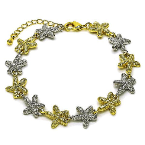 Pulsera Tennis 03.341.0238.07 Oro Laminado, Diseño de Estrella, Mate, Dos Tonos