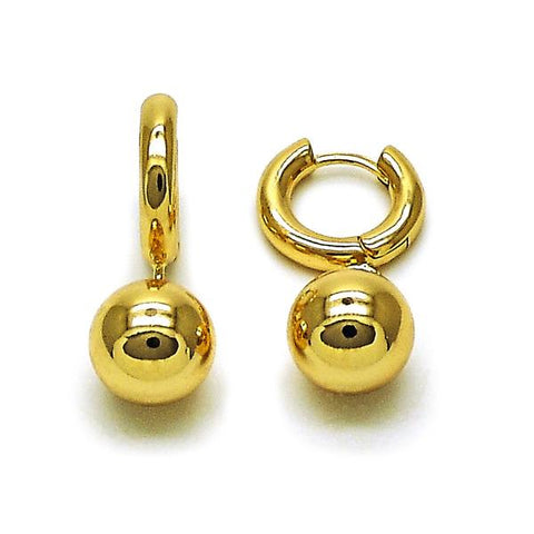 Arete Colgante 02.195.0363 Oro Laminado, Diseño de Bola, Pulido, Dorado