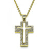 Dije Religioso 05.102.0045 Oro Laminado, Diseño de Cruz, con Micro Pave Blanca, Pulido, Dorado