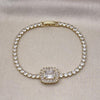 Pulsera Tennis 03.283.0394.07 Oro Laminado, Diseño de Cluster y Baguette, Diseño de Cluster, con Zirconia Cubica Blanca, Pulido, Dorado
