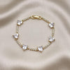 Pulsera Elegante 03.283.0312.07 Oro Laminado, Diseño de Corazon, con Zirconia Cubica Blanca, Pulido, Dorado