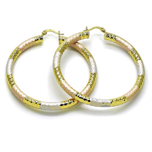 Argolla Mediana 02.213.0312.1.60 Oro Laminado, Diseño de Hueco, Diamantado, Tricolor