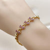 Pulsera Elegante 03.283.0481.07 Oro Laminado, Diseño de Cereza, con Micro Pave Rubi, Pulido, Dorado