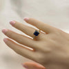 Anillo Multi Piedra 01.284.0056.3 Oro Laminado, con Zirconia Cubica Zafiro Azul y Micro PaveBlanca, Pulido, Dorado