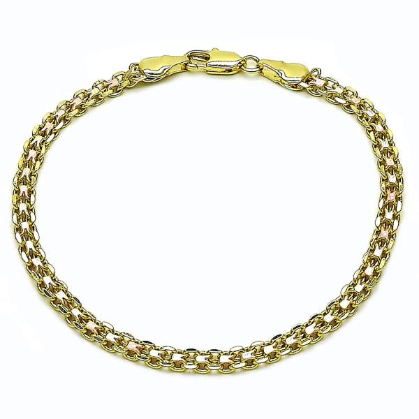 Pulsera Básica 04.213.0263.1.07 Oro Laminado, Diseño de Bismarco, Pulido, Tricolor