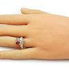 Anillo Multi Piedra 01.284.0109 Oro Laminado, Diseño de Cereza, con Zirconia Cubica Granate y Micro PaveBlanca, Pulido, Dorado