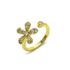 Anillo Multi Piedra 01.266.0052 Oro Laminado, Diseño de Flor y Baguette, Diseño de Flor, con Zirconia Cubica Blanca y Micro PaveBlanca, Pulido, Dorado