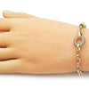Pulsera Elegante 03.213.0387.07 Oro Laminado, Diseño de Mariner y Puff Mariner, Diseño de Mariner, con Micro Pave Blanca, Pulido, Dorado
