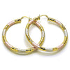 Argolla Grande 02.213.0309.1.60 Oro Laminado, Diseño de Hueco, Diamantado, Tricolor