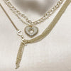 Gargantilla Elegante 04.437.0010.16 Acero Inoxidable, Diseño de Corazon y Rolo, Diseño de Corazon, con Zirconia Cubica Blanca, Pulido, Dorado