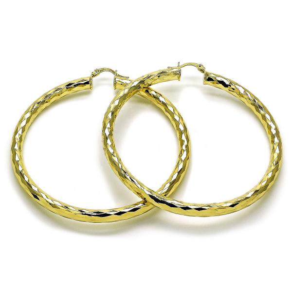 Argolla Extra Grande 02.213.0811.70 Oro Laminado, Diseño de Hueco, Diamantado, Dorado