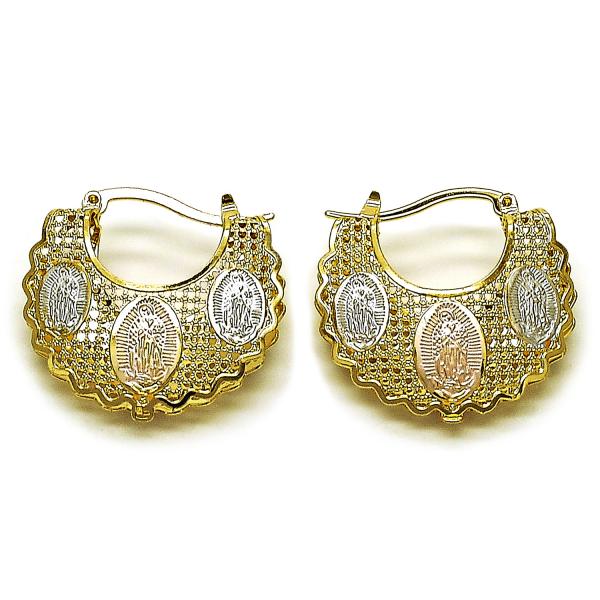 Argolla Mediana 02.170.0547.30 Oro Laminado, Diseño de Guadalupe y Filigrana, Diseño de Guadalupe, Diamantado, Tricolor