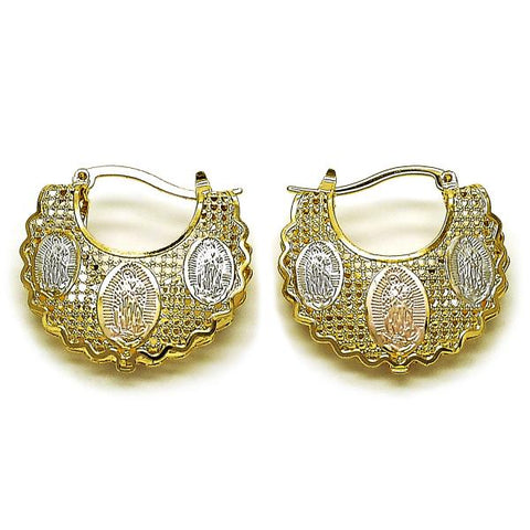 Argolla Mediana 02.170.0547.30 Oro Laminado, Diseño de Guadalupe y Filigrana, Diseño de Guadalupe, Diamantado, Tricolor