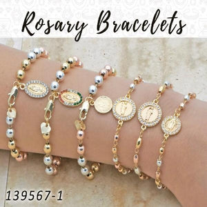 Kit Surtido de 18 Pulseras de Rosario de Oro Laminado al por mayor — SKU 139567