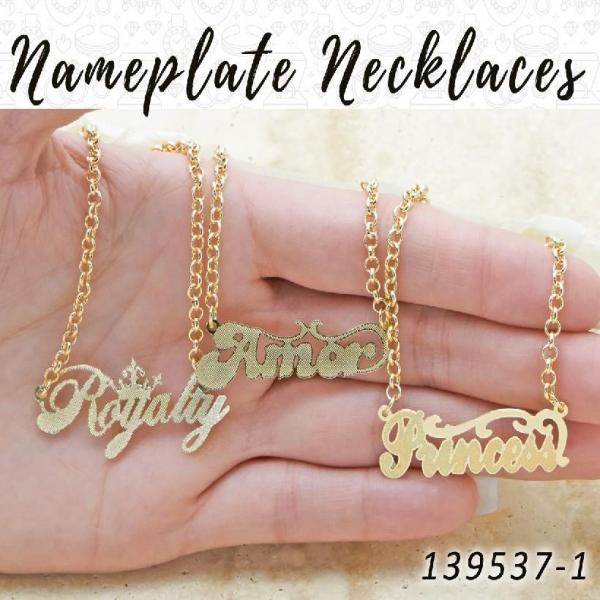Kit Surtido de 25 Collares Placa de Nombre de Oro Laminado al por mayor — SKU 139537