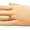 Anillo Multi Piedra 01.196.0041 Oro Laminado, Diseño de Cluster, con Zirconia Cubica Rubi y Blanca, Pulido, Dorado