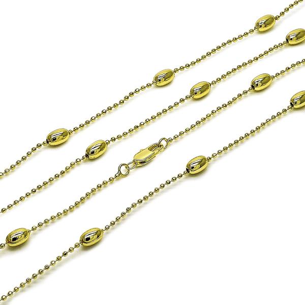 Gargantilla Básica 04.213.0261.16 Oro Laminado, Diseño de Bola, Pulido, Dorado