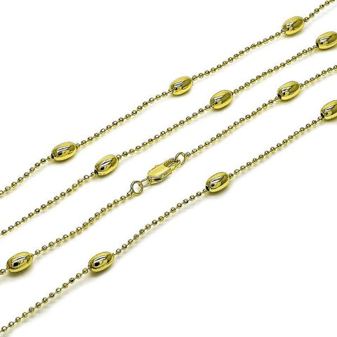 Gargantilla Básica 04.213.0261.16 Oro Laminado, Diseño de Bola, Pulido, Dorado